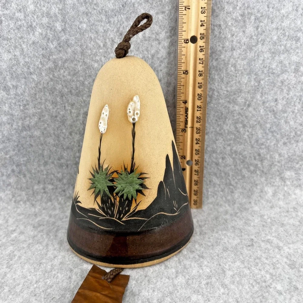 Southwest Wind Chime Roadrunner Hanging Bell Ceramic Western Desert Cactus